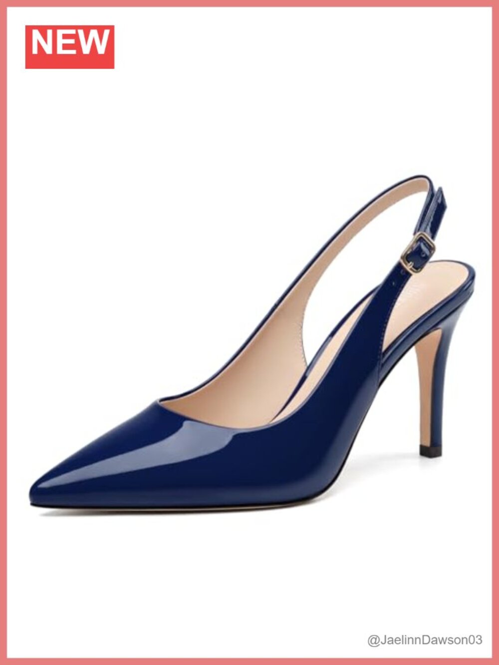 Patent Leather Slingback Heels, Closed Toe Stiletto Pumps 3.5-inch